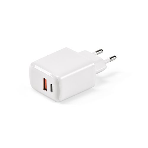 white Cargador Franklin de rABS ; 20 W. USB-C y USB-A. Carga rápida.