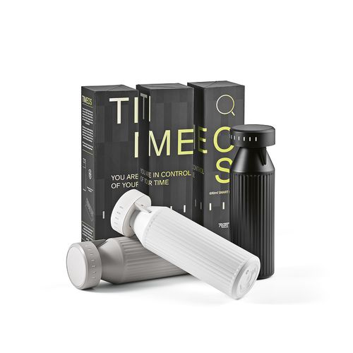 Botella Timeos; rInox,690 ml. Doble, hermética. Recordatorio LED