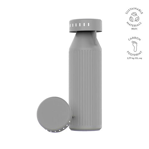 gray Botella Timeos; rInox,690 ml. Doble, hermética. Recordatorio LED