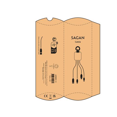Câble de charge Sagan, 4-en-1 rTPR, logo lumineux et boucle thumbnail 6