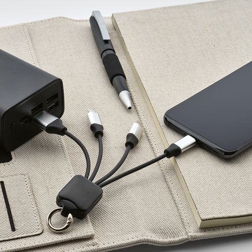 Câble de charge Sagan, 4-en-1 rTPR, logo lumineux et boucle thumbnail 5