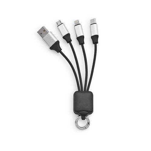 Câble de charge Sagan, 4-en-1 rTPR, logo lumineux et boucle thumbnail 4