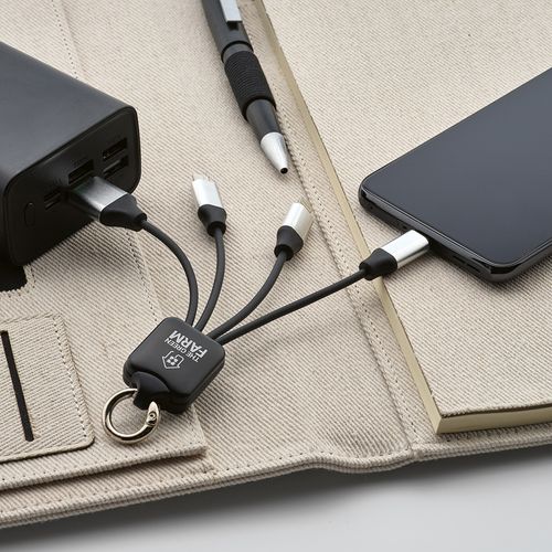 Câble de charge Sagan, 4-en-1 rTPR, logo lumineux et boucle thumbnail 7