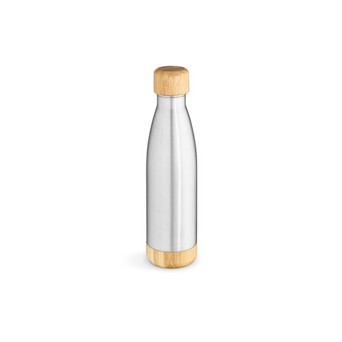 plateado Botella Rio Grande; rInox, bambú, 530 ml. Doble pared y hermética