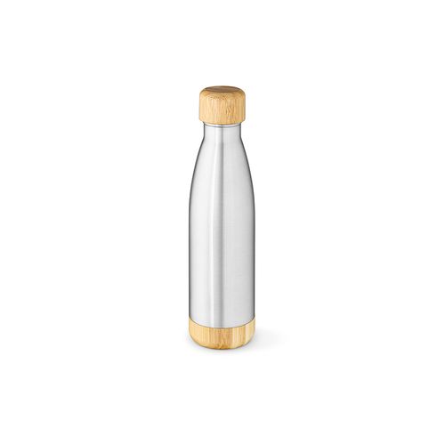 plateado Botella Rio Grande; rInox, bambú, 530 ml. Doble pared y hermética