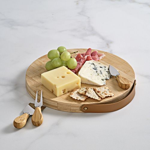 Planche à découper Duchamp en bambou avec ustensiles à fromage