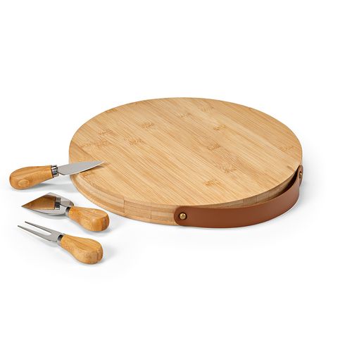 Planche à découper Duchamp  en bambou avec ustensiles à fromage