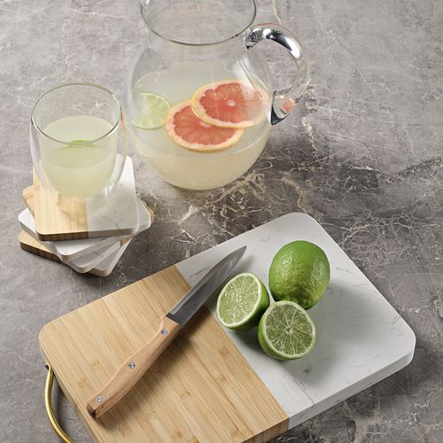 natural Tabla Degas de Mármol y Bambú. Con asa metálica para colgar