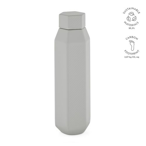 gray Botella Hexagul; rInox, 530 ml. Doble pared hexagonal, hermética