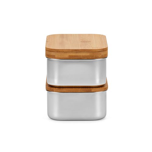 Boîte repas Vermeer rInox1480 ml, couvercle et couverts en bambou