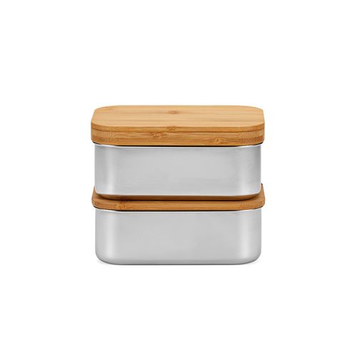 Boîte repas Vermeer rInox1480 ml, couvercle et couverts en bambou