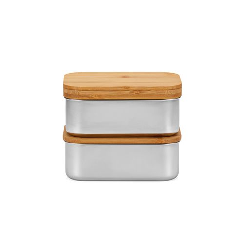 Boîte repas Vermeer rInox1480 ml, couvercle et couverts en bambou