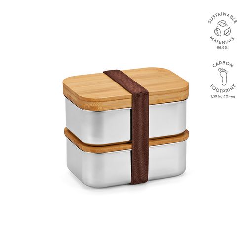 Boîte repas Vermeer rInox1480 ml, couvercle et couverts en bambou