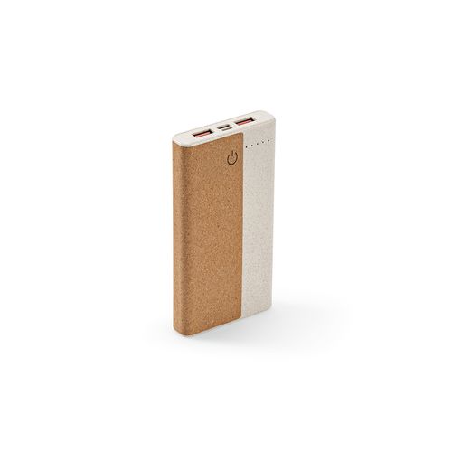 natural Batería externa Archimedes; corcho, paja de trigo, 10000 mAh,15 W