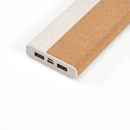 natural Batería externa Archimedes; corcho, paja de trigo, 10000 mAh,15 W