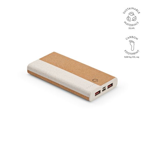 natural Batería externa Archimedes; corcho, paja de trigo, 10000 mAh,15 W
