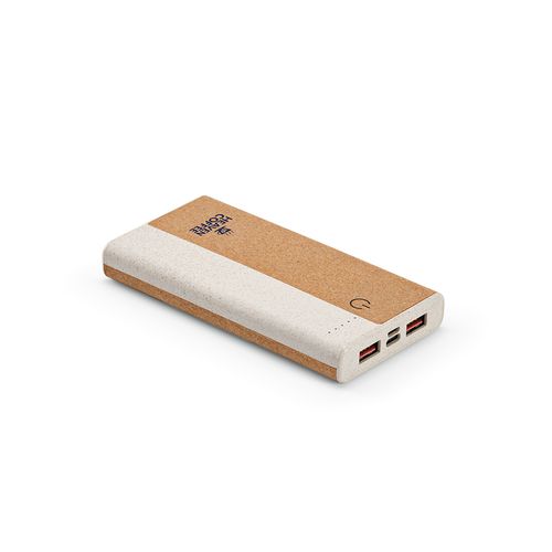 natural Batería externa Archimedes; corcho, paja de trigo, 10000 mAh,15 W