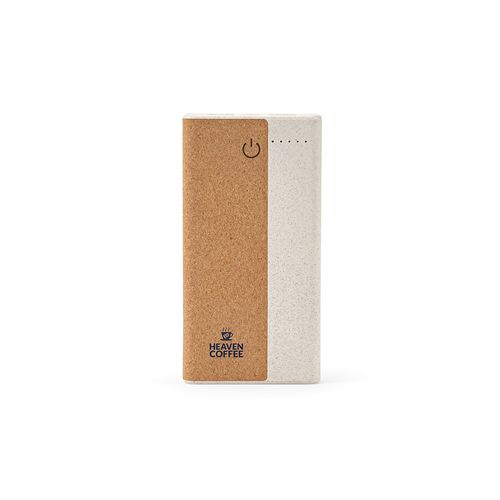 natural Batería externa Archimedes; corcho, paja de trigo, 10000 mAh,15 W