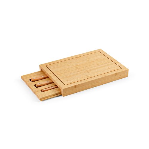 Planche à découper Brancusi en bambou avec couteaux de cuisine