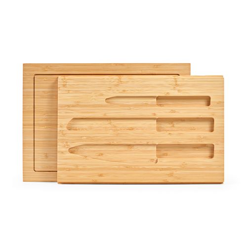 Planche à découper Brancusi en bambou avec couteaux de cuisine