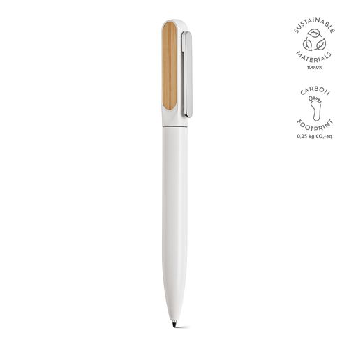 white Bolígrafo Plato de rAluminio. Tinta Dokumental® azul de 1 km