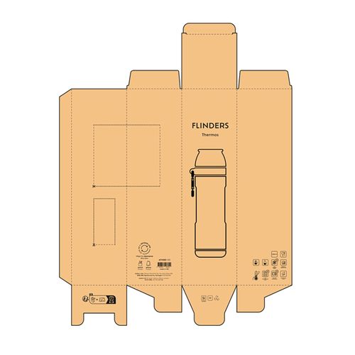 Termo Flinders;  de rInox,  1080 ml. Incluye 2 tazas y mosquetón