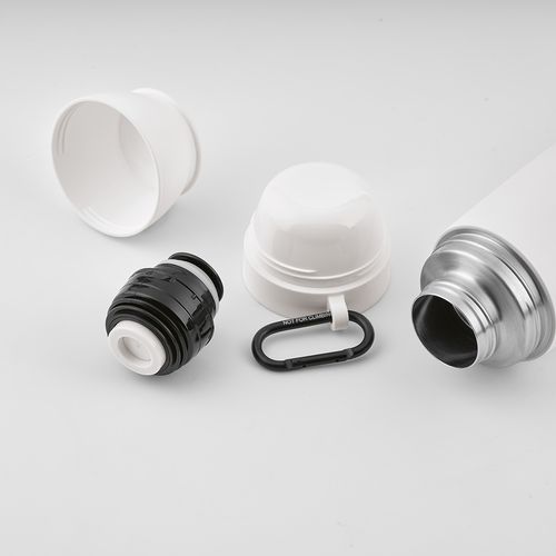 white Termo Flinders; de rInox, 1080 ml. Incluye 2 tazas y mosquetón
