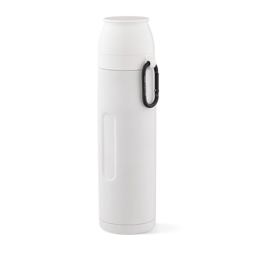 white Termo Flinders; de rInox, 1080 ml. Incluye 2 tazas y mosquetón