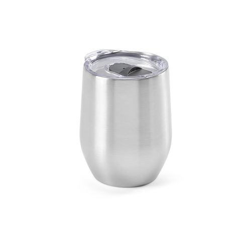 plateado Vaso de viaje Tigris; rInox de 320 ml. Doble pared con tapa
