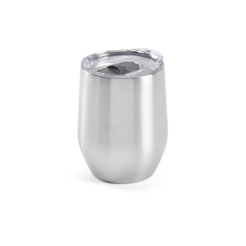 plateado Vaso de viaje Tigris; rInox de 320 ml. Doble pared con tapa