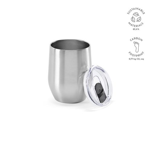 plateado Vaso de viaje Tigris; rInox de 320 ml. Doble pared con tapa