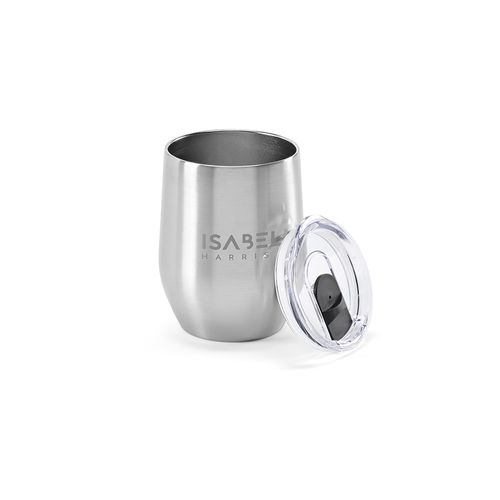 plateado Vaso de viaje Tigris; rInox de 320 ml. Doble pared con tapa