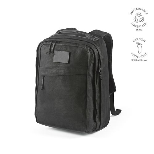 black Mochila Cape Town; 27L, algodón reciclado 230gsm. Portátil 17