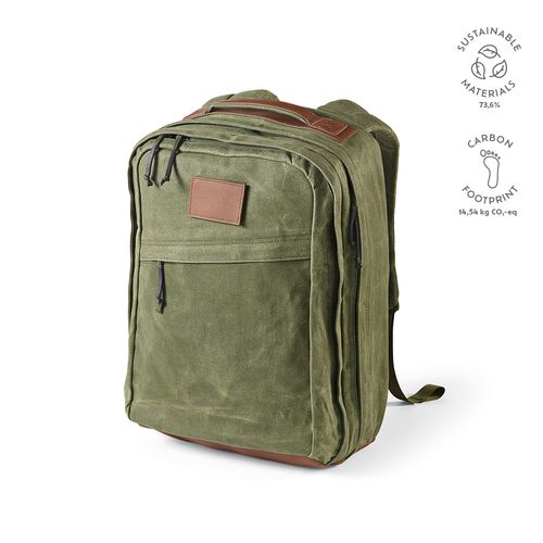 ejército verde Mochila Cape Town; 27L, algodón reciclado 230gsm. Portátil 17