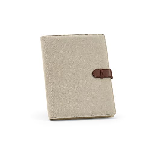 natural Carpeta Eliot A4 de rCotton. Con 64 hojas FSC® y cierre de rPU
