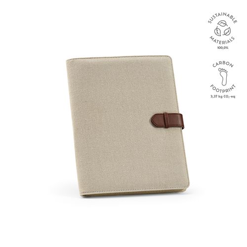 natural Carpeta Eliot A4 de rCotton. Con 64 hojas FSC y cierre de rPU