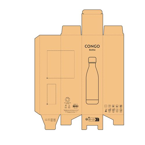 plateado Botella Congo; rInox y bambú, de 780 ml. Doble pared y hermética