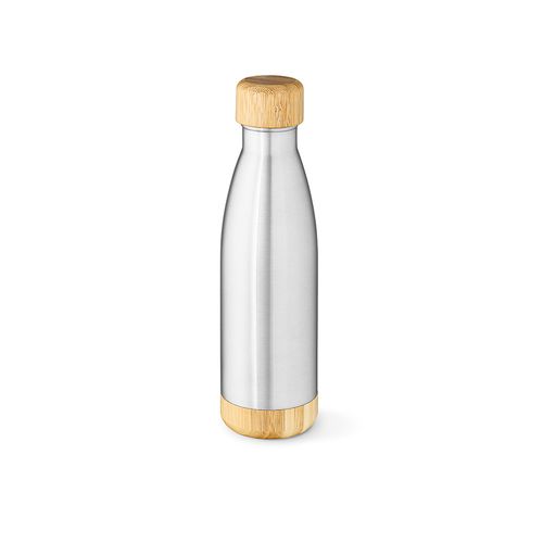 plateado Botella Congo; rInox y bambú, de 780 ml. Doble pared y hermética
