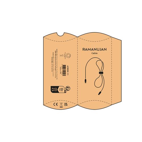 black Cable Ramanujan rPET. 1 m USB-C a Lightning. Carga rápida
