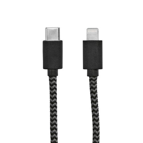 black Cable Ramanujan rPET. 1 m USB-C a Lightning. Carga rápida