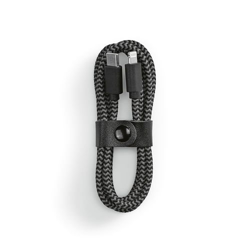 black Cable Ramanujan rPET. 1 m USB-C a Lightning. Carga rápida