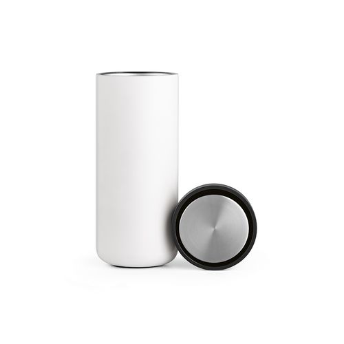 white Vaso de viaje Senegal; rInox, 400 ml. Doble pared, tapa 360°