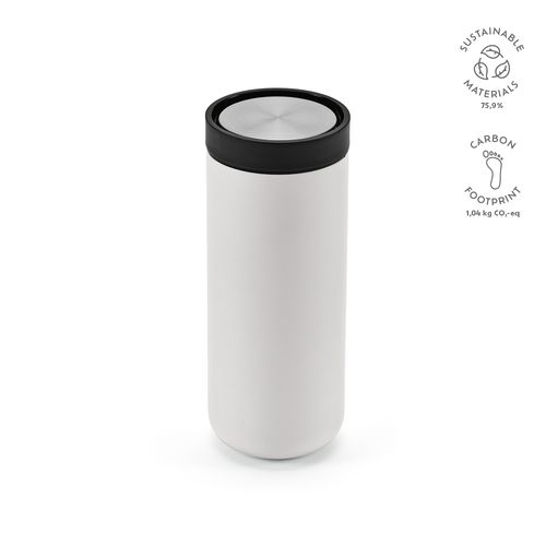white Vaso de viaje Senegal; rInox, 400 ml. Doble pared, tapa 360°