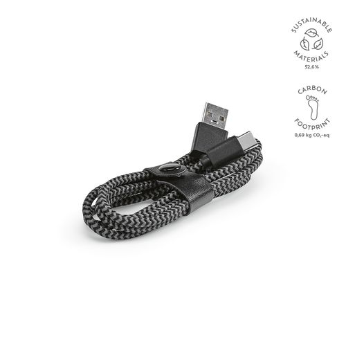 black Cable Leibniz Cable rPET. 1 m USB-C a USB-A