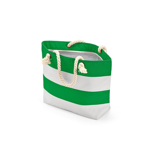 Bolsa térmica Athens de 15 l de rPET. Bolsillo; y asas de rCotton