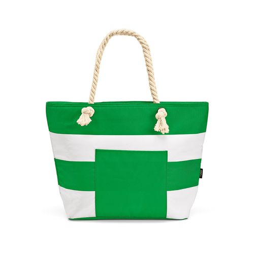 Bolsa térmica Athens de 15 l de rPET. Bolsillo; y asas de rCotton