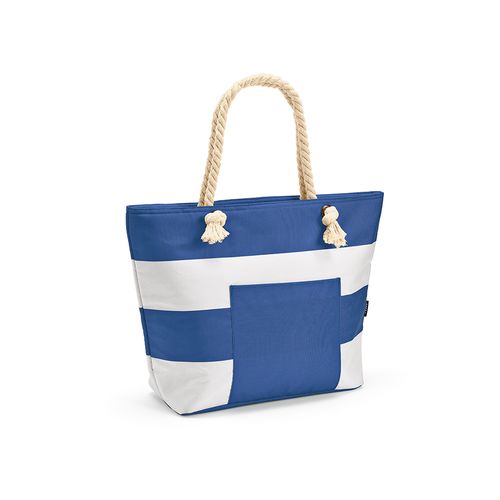 azulón Bolsa térmica Athens de 15 l de rPET. Bolsillo; y asas de rCotton
