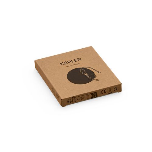 natural Cargador inalámbrico Kepler; de bambú, 15 W. Puerto USB-C