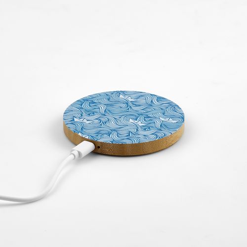 natural Cargador inalámbrico Kepler; de bambú, 15 W. Puerto USB-C