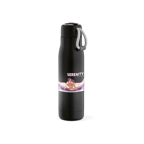 Gourde Lena rInox 570ml. IDouble paroi, étanche,poignée en rPET